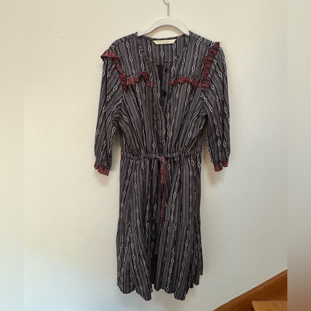 eShakti Black and Red Long Sleeve Dress